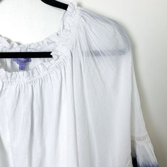 Premise oversized swing blouse ombre dip dye white blue small - Picture 2 of 7